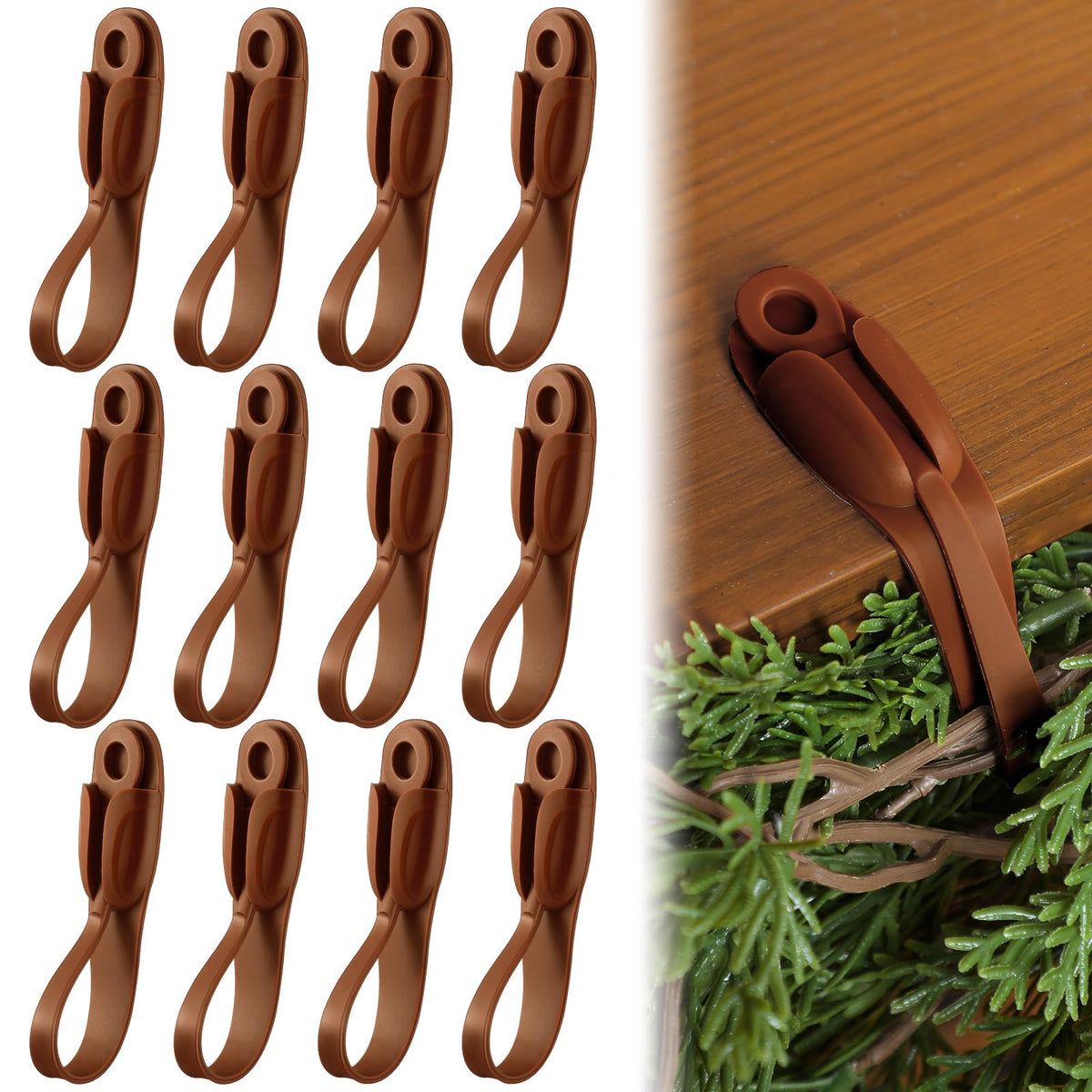 Christmas Garland Hangers – No-Drill Adhesive Silicone Hooks for Mantels, Stairs & Holiday Decor