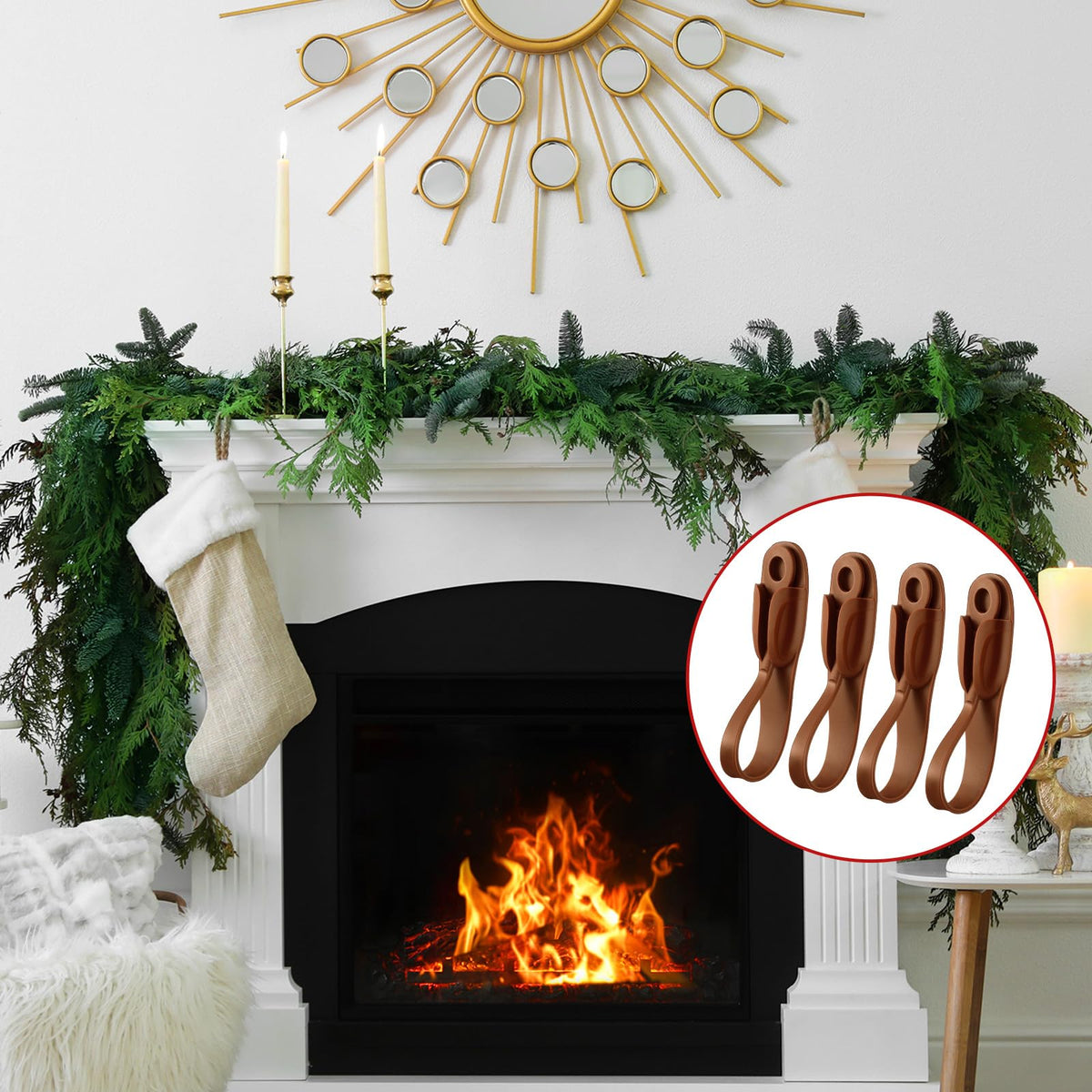 Christmas Garland Hangers – No-Drill Adhesive Silicone Hooks for Mantels, Stairs & Holiday Decor
