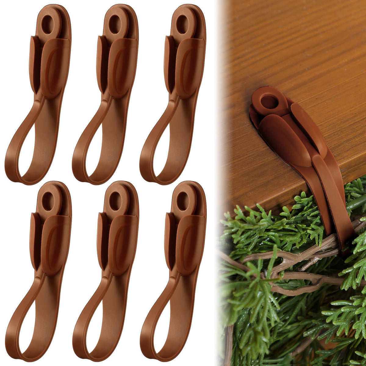 Christmas Garland Hangers – No-Drill Adhesive Silicone Hooks for Mantels, Stairs & Holiday Decor