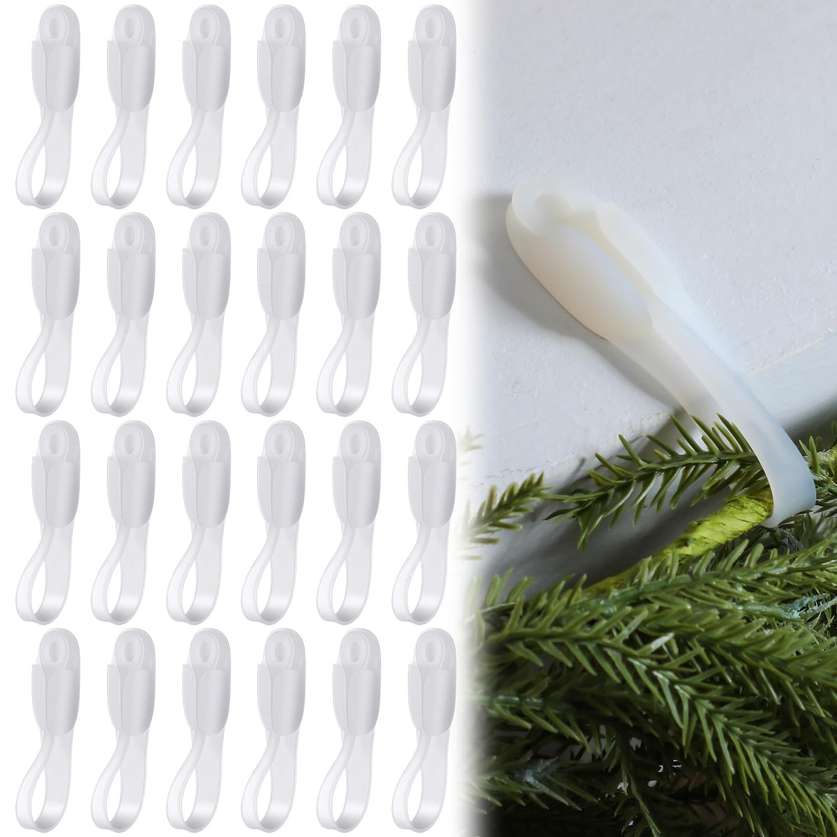 Christmas Garland Hangers – No-Drill Adhesive Silicone Hooks for Mantels, Stairs & Holiday Decor