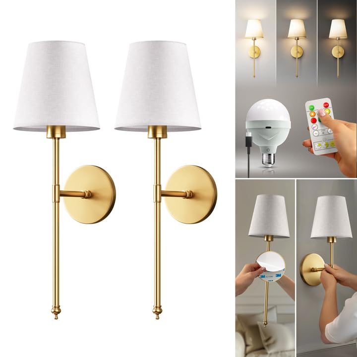 Wireless Wall Sconces – Rechargeable LED Wall Lights with Remote, No-Drill Installation
