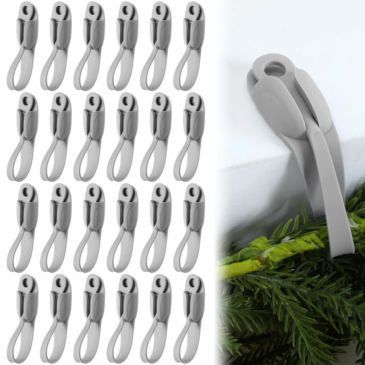 Christmas Garland Hangers – No-Drill Adhesive Silicone Hooks for Mantels, Stairs & Holiday Decor