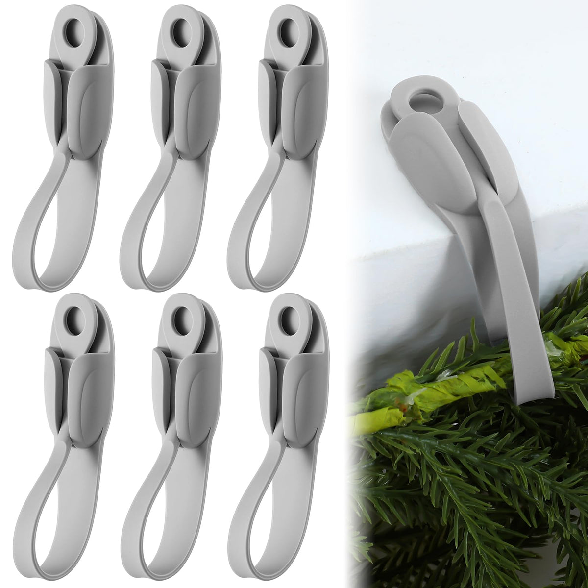 Christmas Garland Hangers – No-Drill Adhesive Silicone Hooks for Mantels, Stairs & Holiday Decor