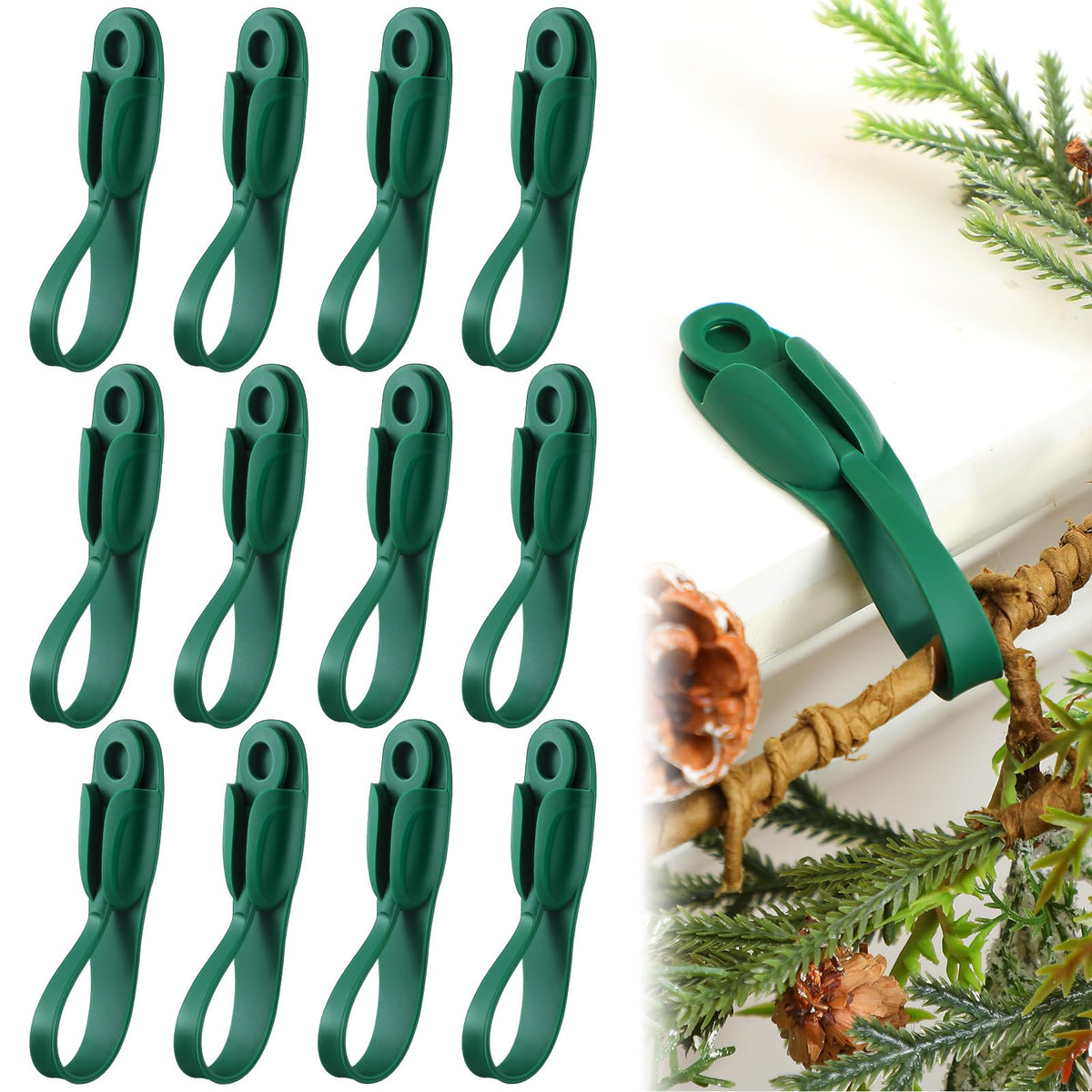 Christmas Garland Hangers – No-Drill Adhesive Silicone Hooks for Mantels, Stairs & Holiday Decor