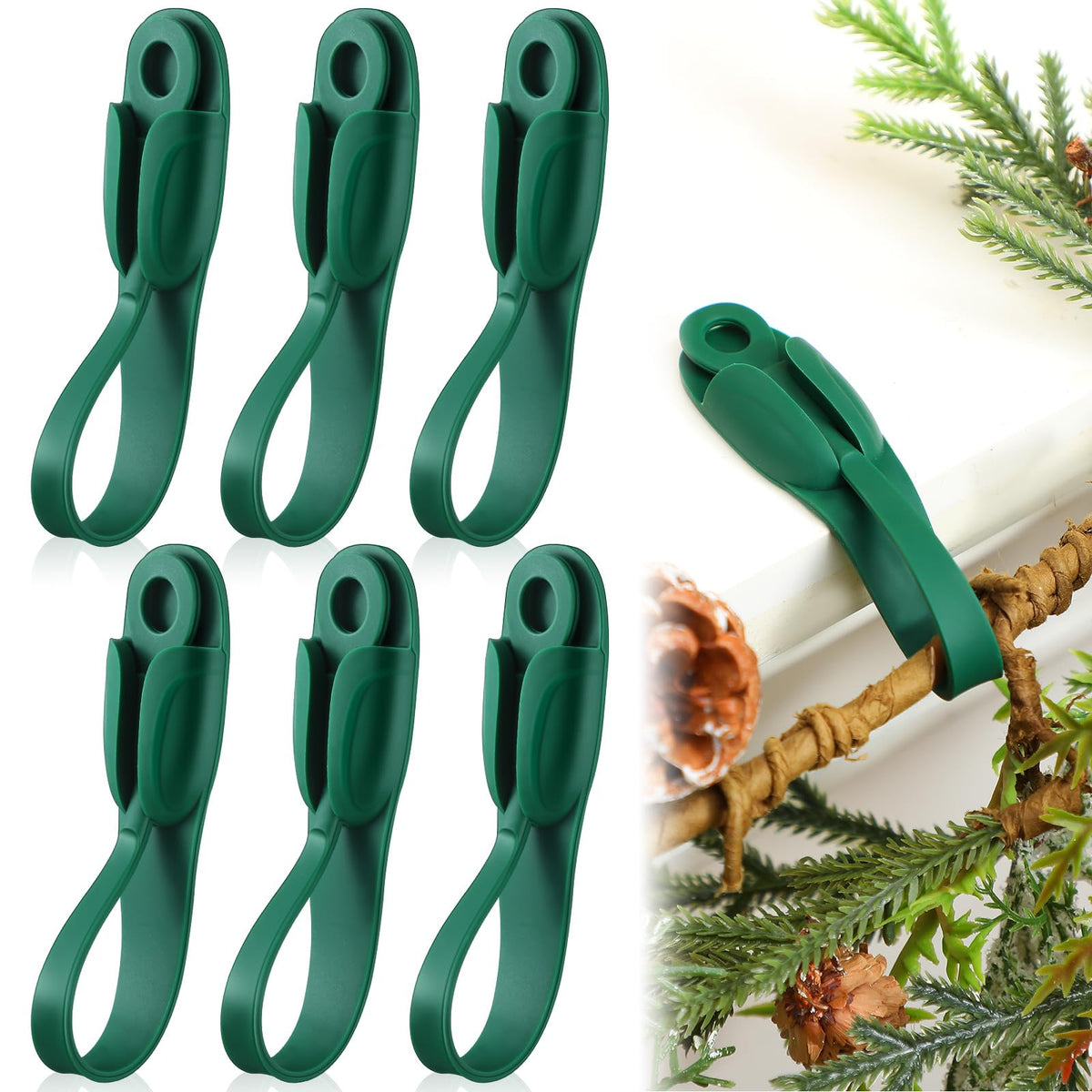 Christmas Garland Hangers – No-Drill Adhesive Silicone Hooks for Mantels, Stairs & Holiday Decor