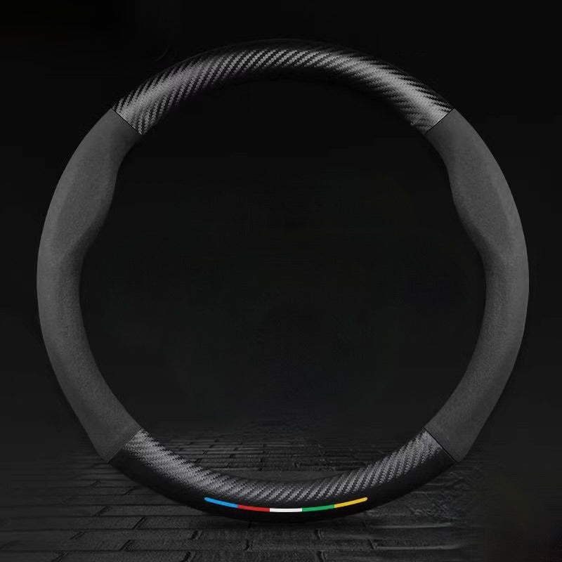 TrackVibe | Carbon Suede Steering Wheel Cover – Anti-Slip & Wear-Resistant