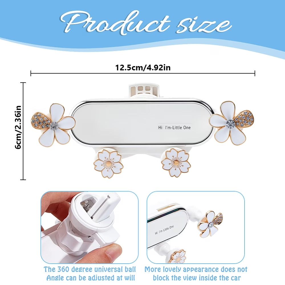 Rhinestone Camellia Car Phone Holder – Elegant Flower Air Vent Mount