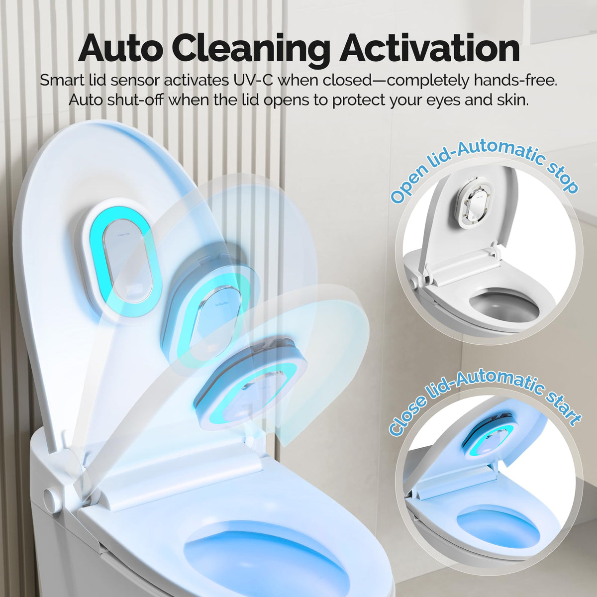 Smart Toilet UV-C Odor Control System – Automatic Toilet Freshener with Safety Sensor & Rechargeable Battery