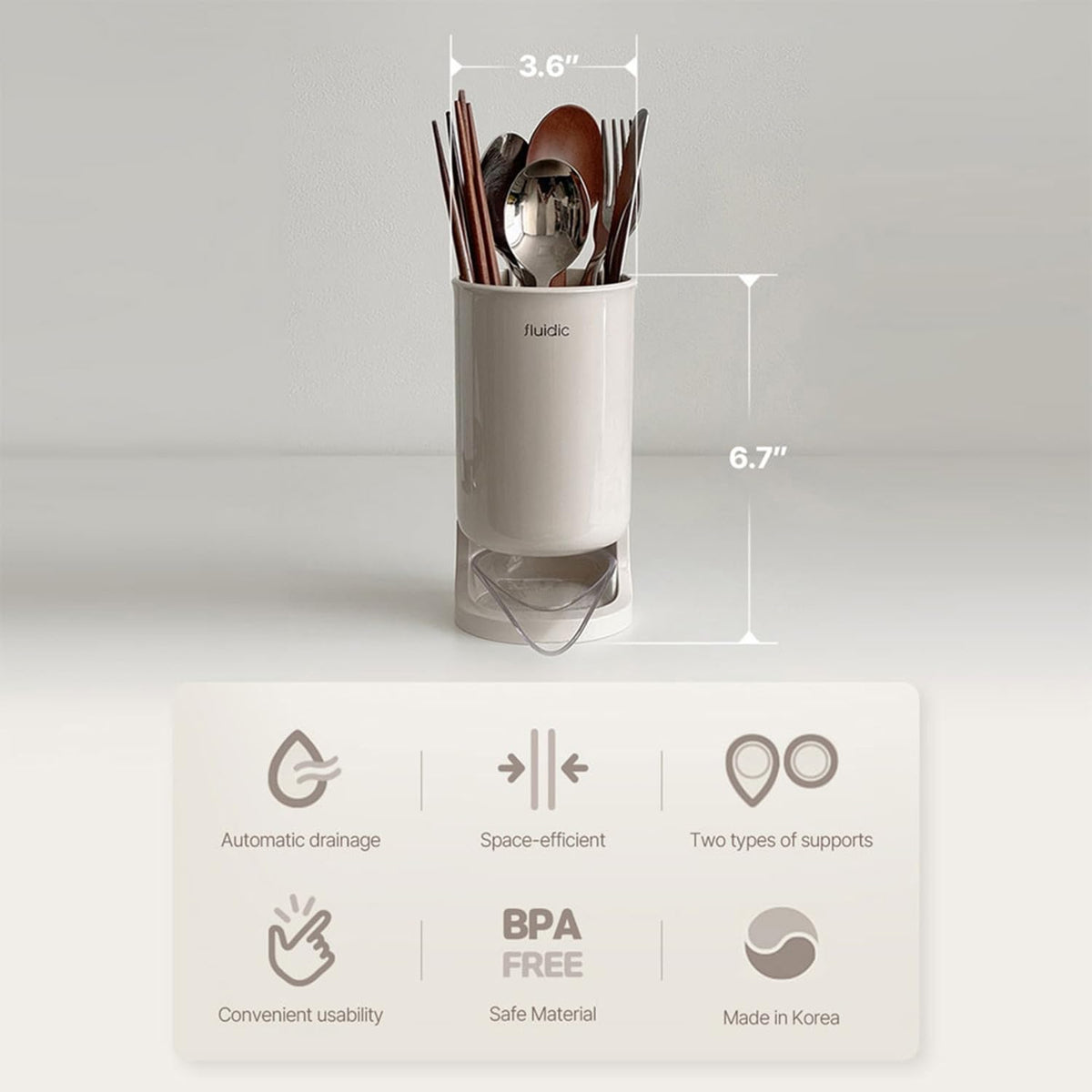 Self-Draining Utensil Holder – Kitchen Cutlery Drying Rack with 2 Water Tray Options