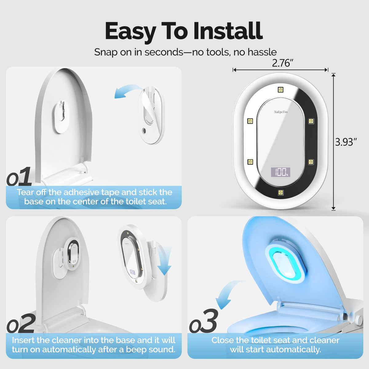 Smart Toilet UV-C Odor Control System – Automatic Toilet Freshener with Safety Sensor & Rechargeable Battery