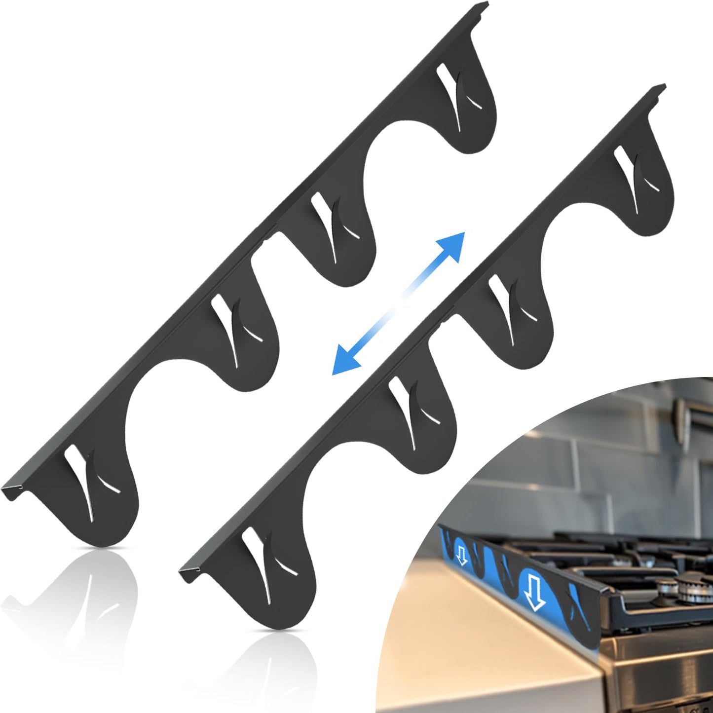 Stainless Steel Stove Gap Cover (2-piece Set)