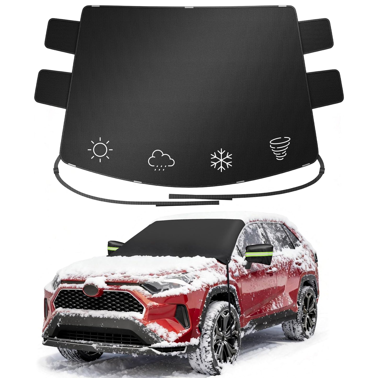 2026 Upgrade Car Windshield Cover for Ice and Snow: 600D Heavy Duty Magnetic Protector for Winter