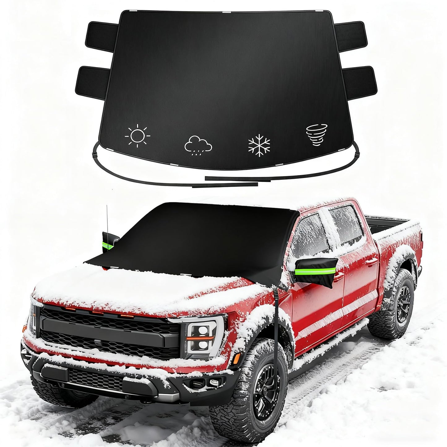 2026 Upgrade Car Windshield Cover for Ice and Snow: 600D Heavy Duty Magnetic Protector for Winter