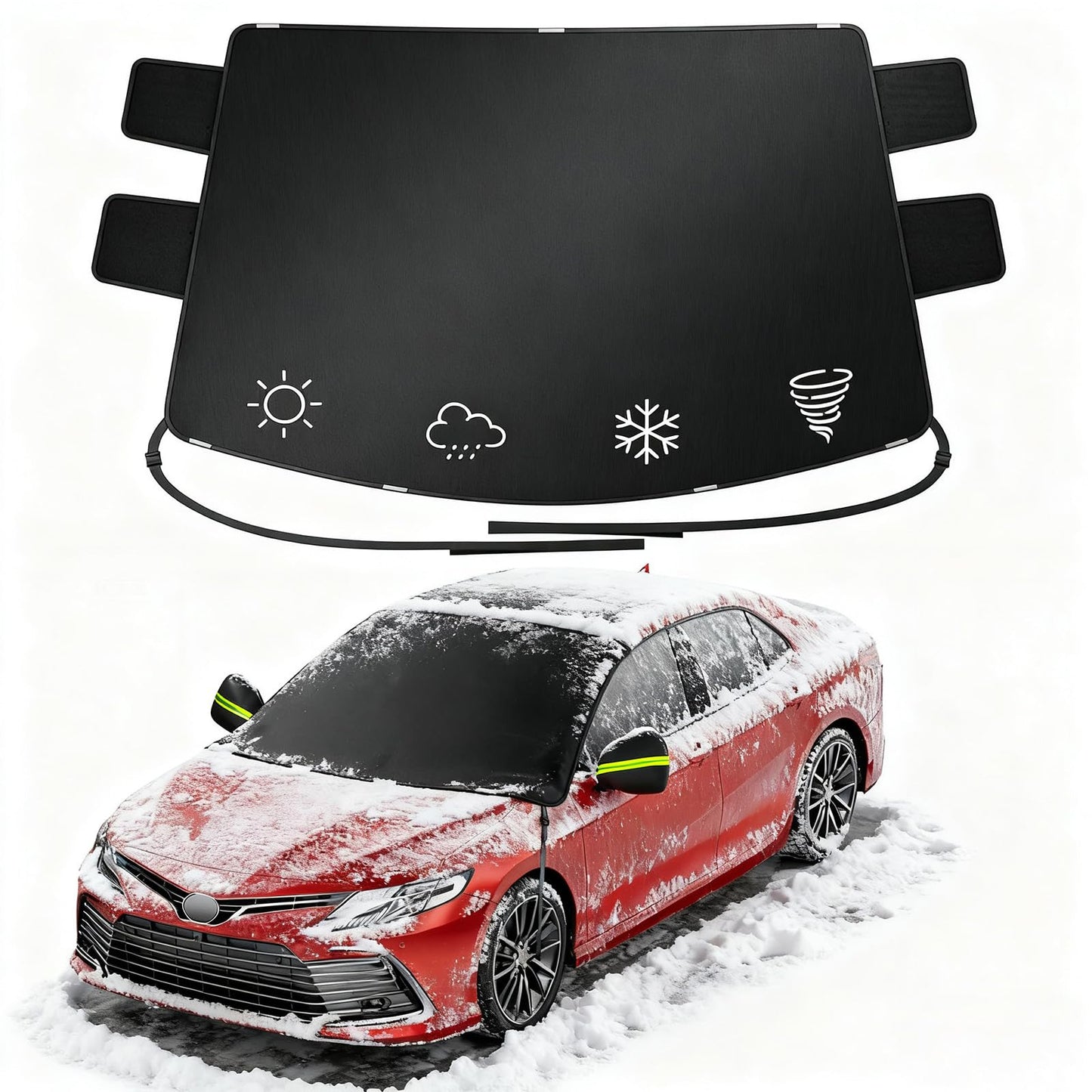 2026 Upgrade Car Windshield Cover for Ice and Snow: 600D Heavy Duty Magnetic Protector for Winter