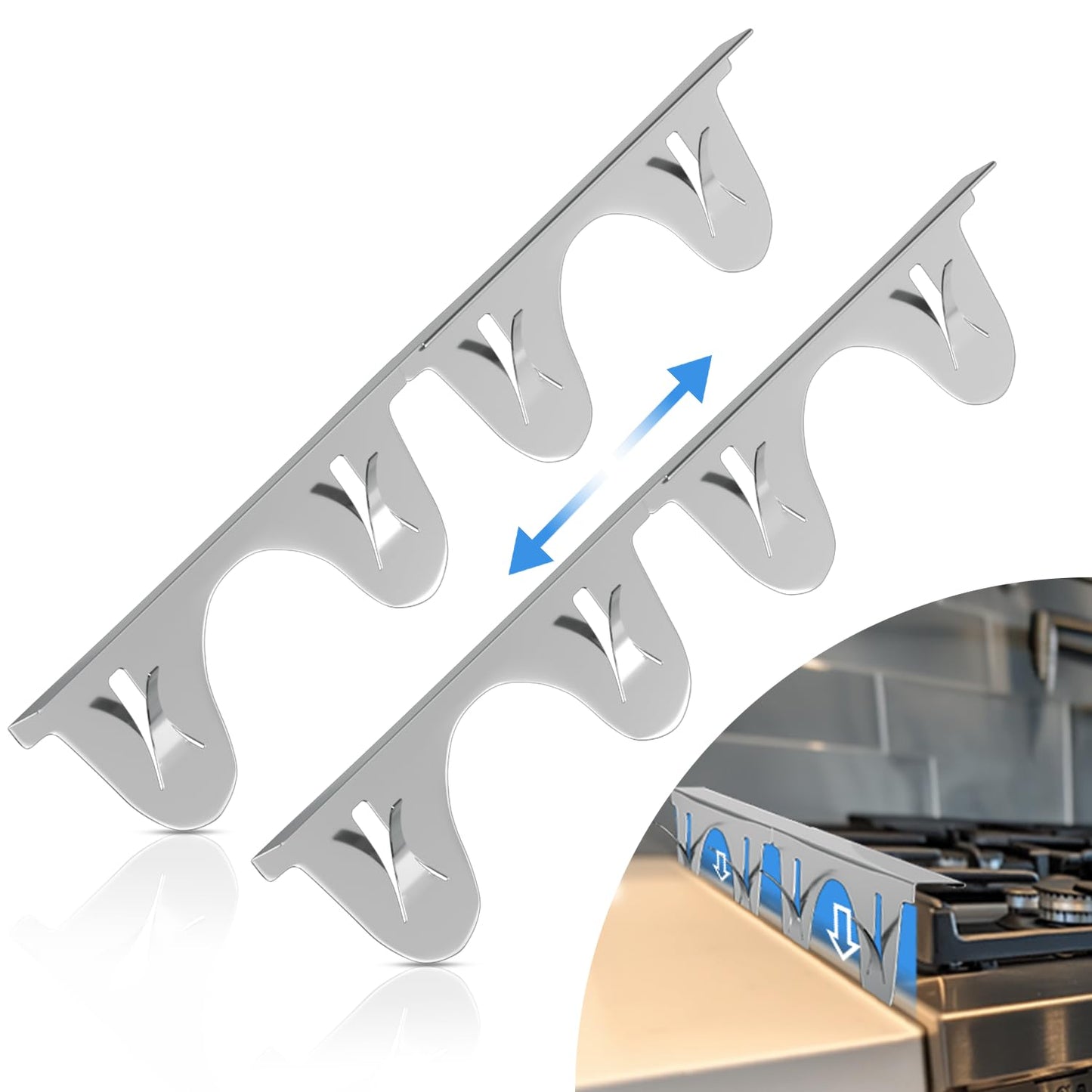 Stainless Steel Stove Gap Cover (2-piece Set)