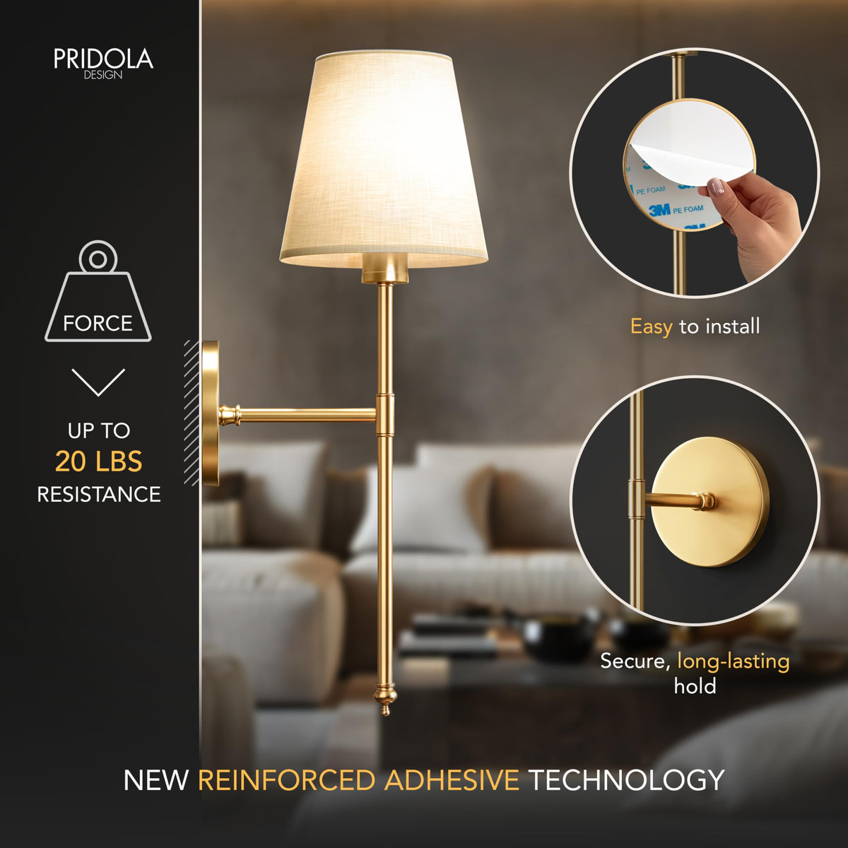 Wireless Wall Sconces – Rechargeable LED Wall Lights with Remote, No-Drill Installation