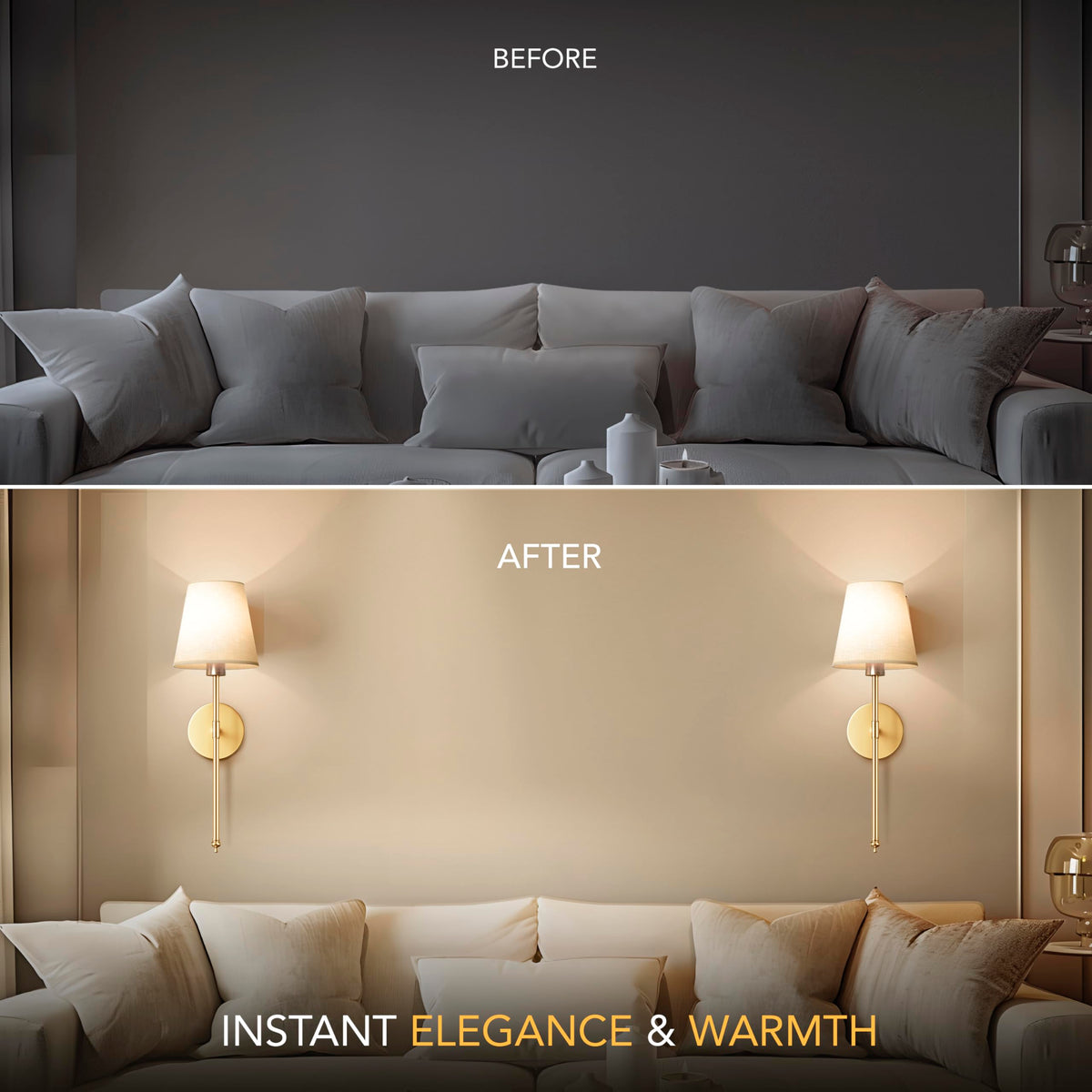 Wireless Wall Sconces – Rechargeable LED Wall Lights with Remote, No-Drill Installation
