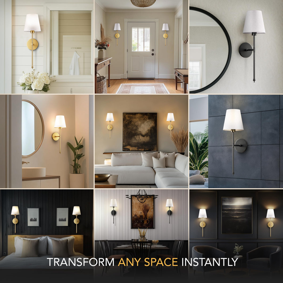 Wireless Wall Sconces – Rechargeable LED Wall Lights with Remote, No-Drill Installation