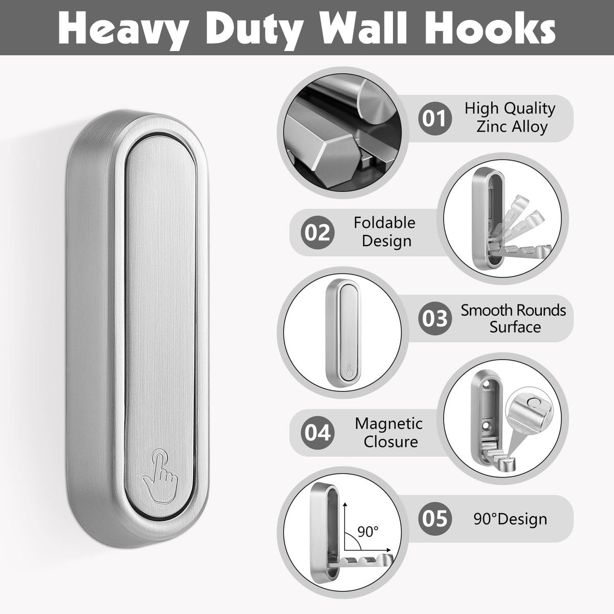 Folding Wall Hooks – Heavy-Duty 90° Foldable Coat & Towel Hooks, Wall-Mounted Organizer