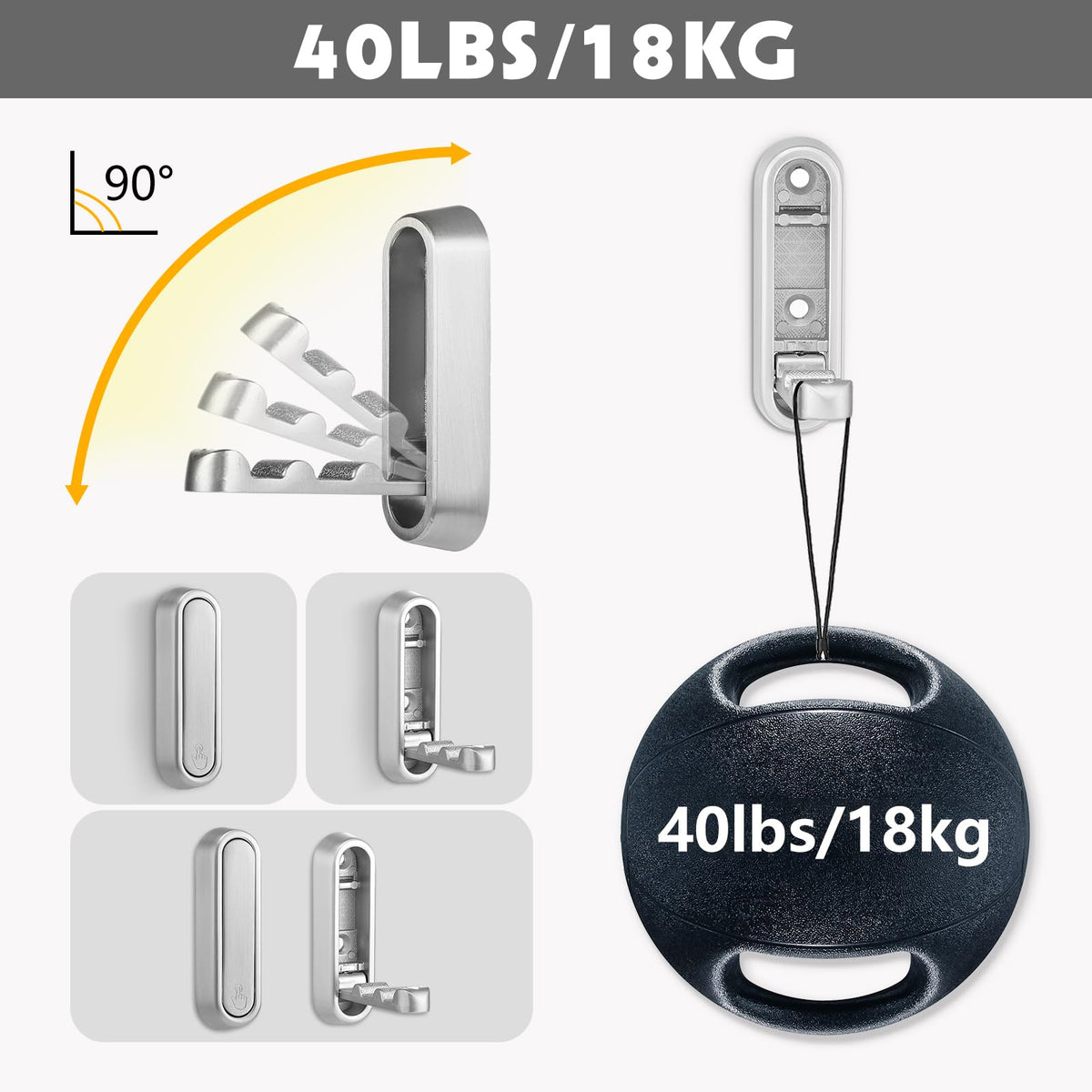 Folding Wall Hooks – Heavy-Duty 90° Foldable Coat & Towel Hooks, Wall-Mounted Organizer