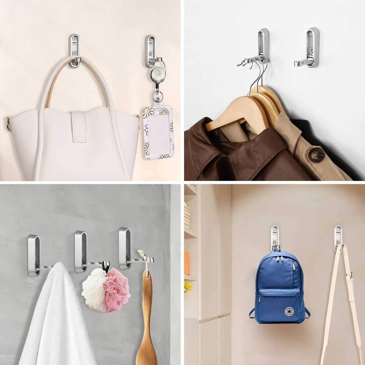 Folding Wall Hooks – Heavy-Duty 90° Foldable Coat & Towel Hooks, Wall-Mounted Organizer