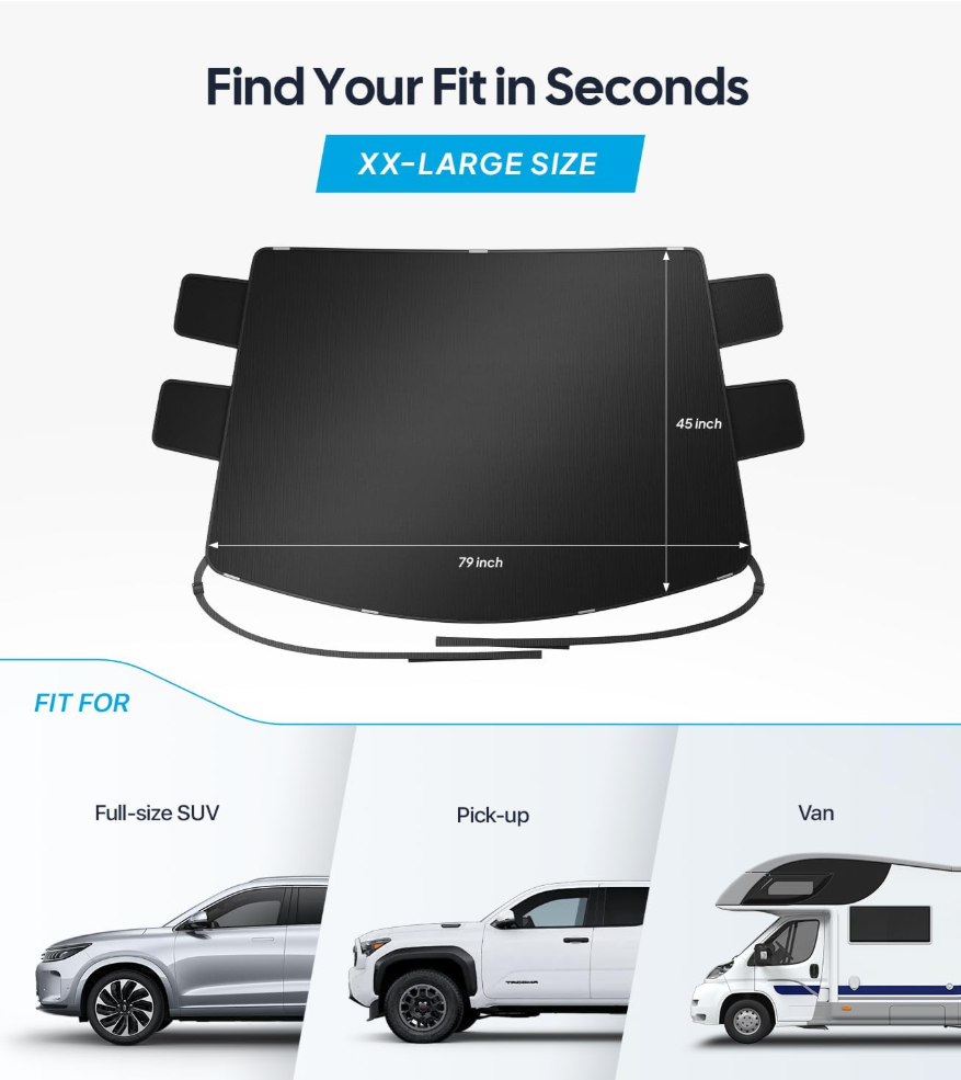 2026 Upgrade Car Windshield Cover for Ice and Snow: 600D Heavy Duty Magnetic Protector for Winter