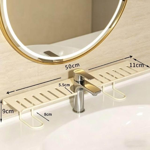 No-Drill Sink Organizer Rack – Freestanding Carbon Steel Faucet Storage Shelf