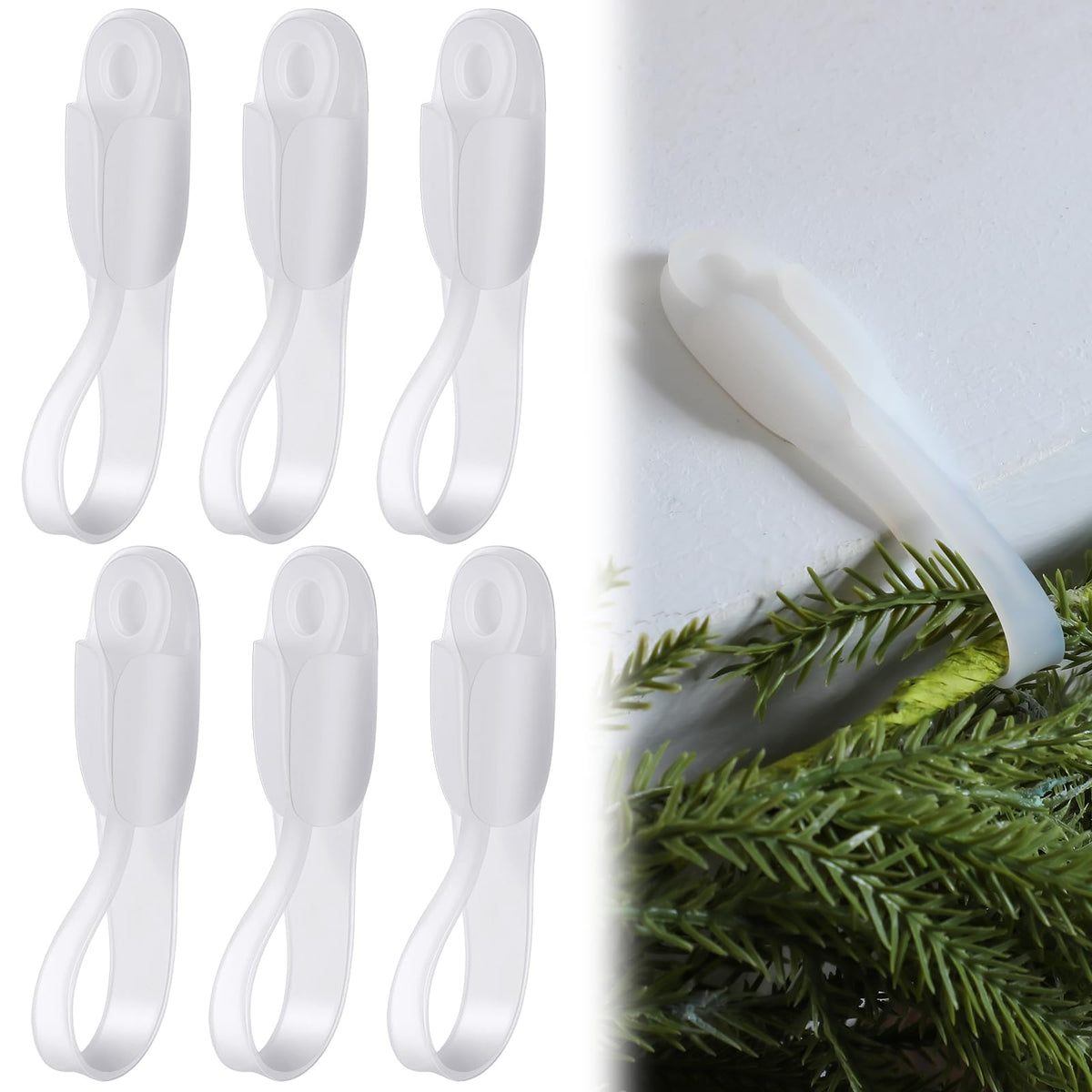 Christmas Garland Hangers – No-Drill Adhesive Silicone Hooks for Mantels, Stairs & Holiday Decor