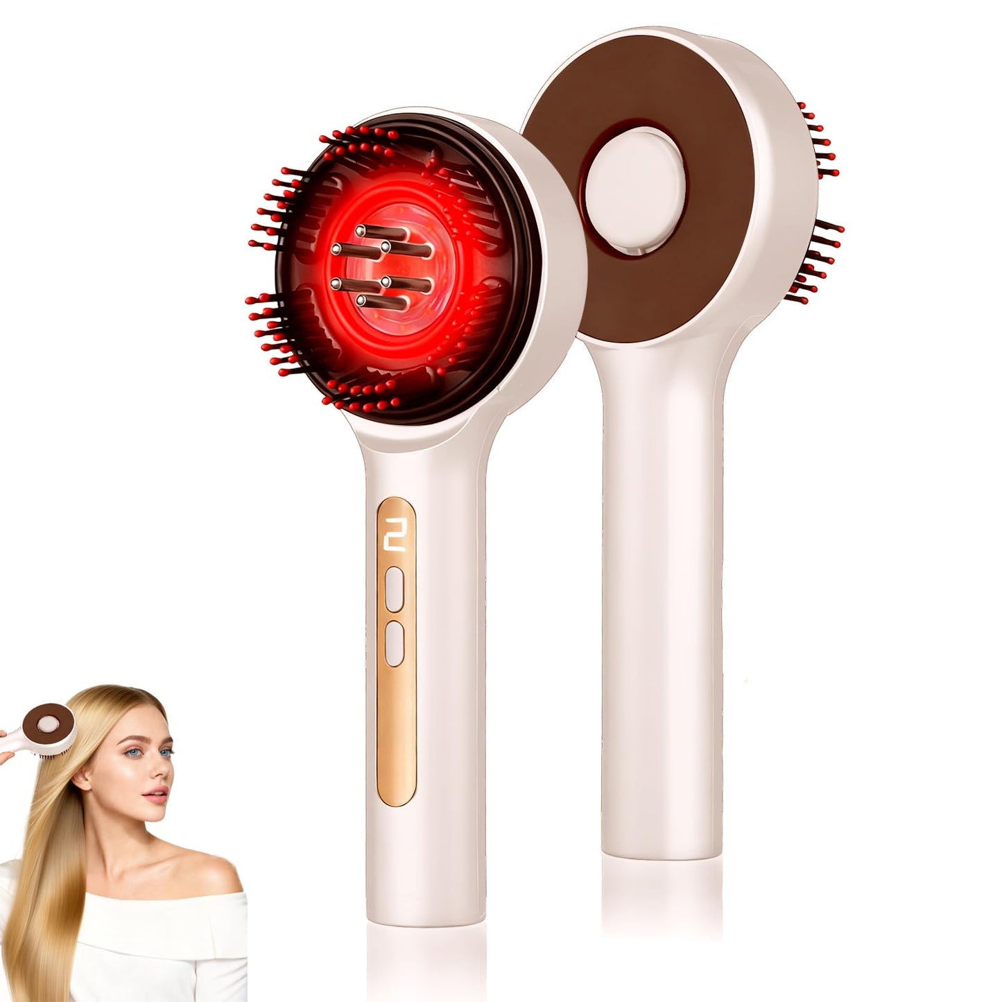 3-in-1 Scalp Massager for Hair Growth – Red Light Therapy & Oil Applicator