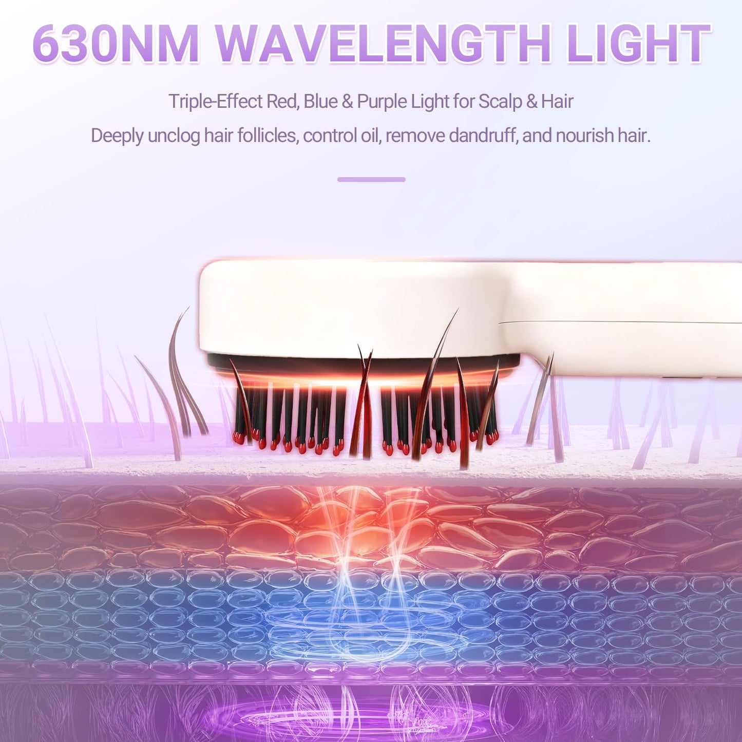 3-in-1 Scalp Massager for Hair Growth – Red Light Therapy & Oil Applicator