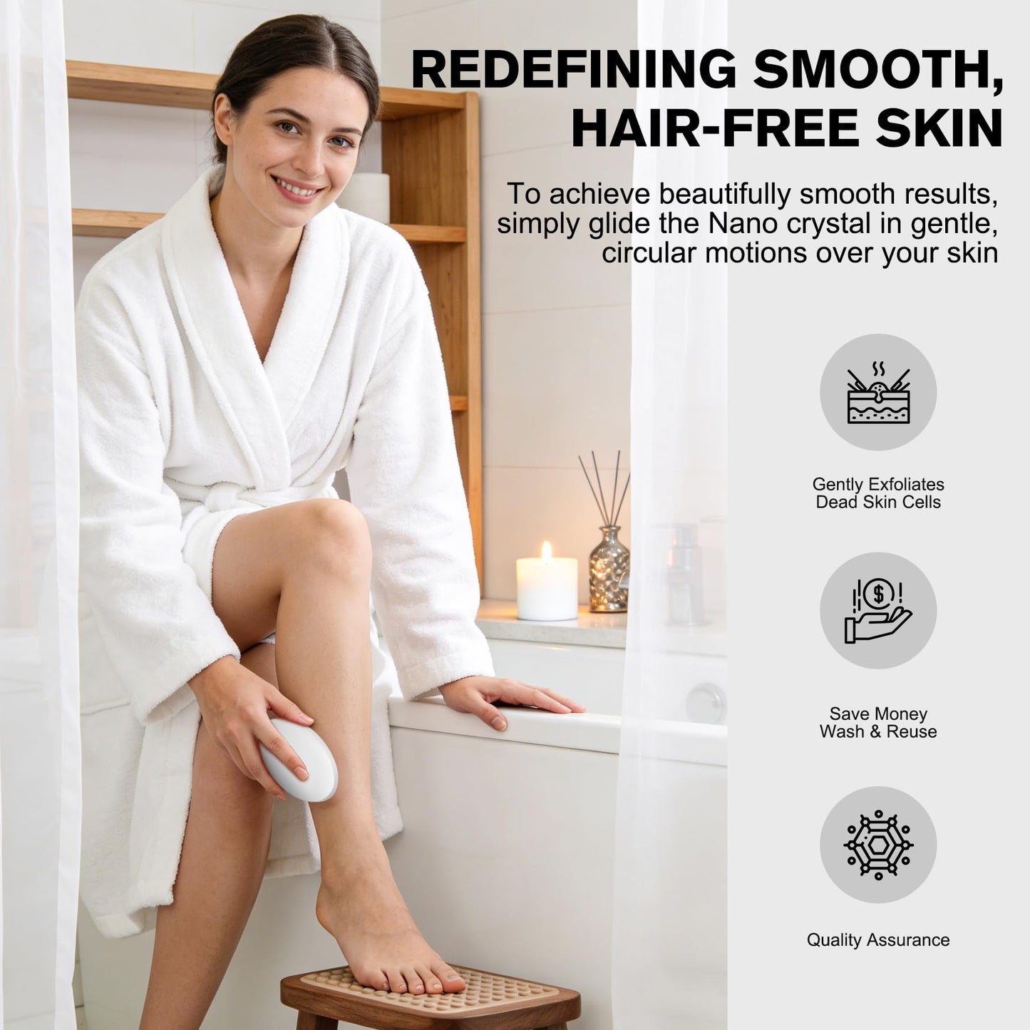 Painless Nano Crystal Hair Remover – Reusable Exfoliating Hair Removal Tool