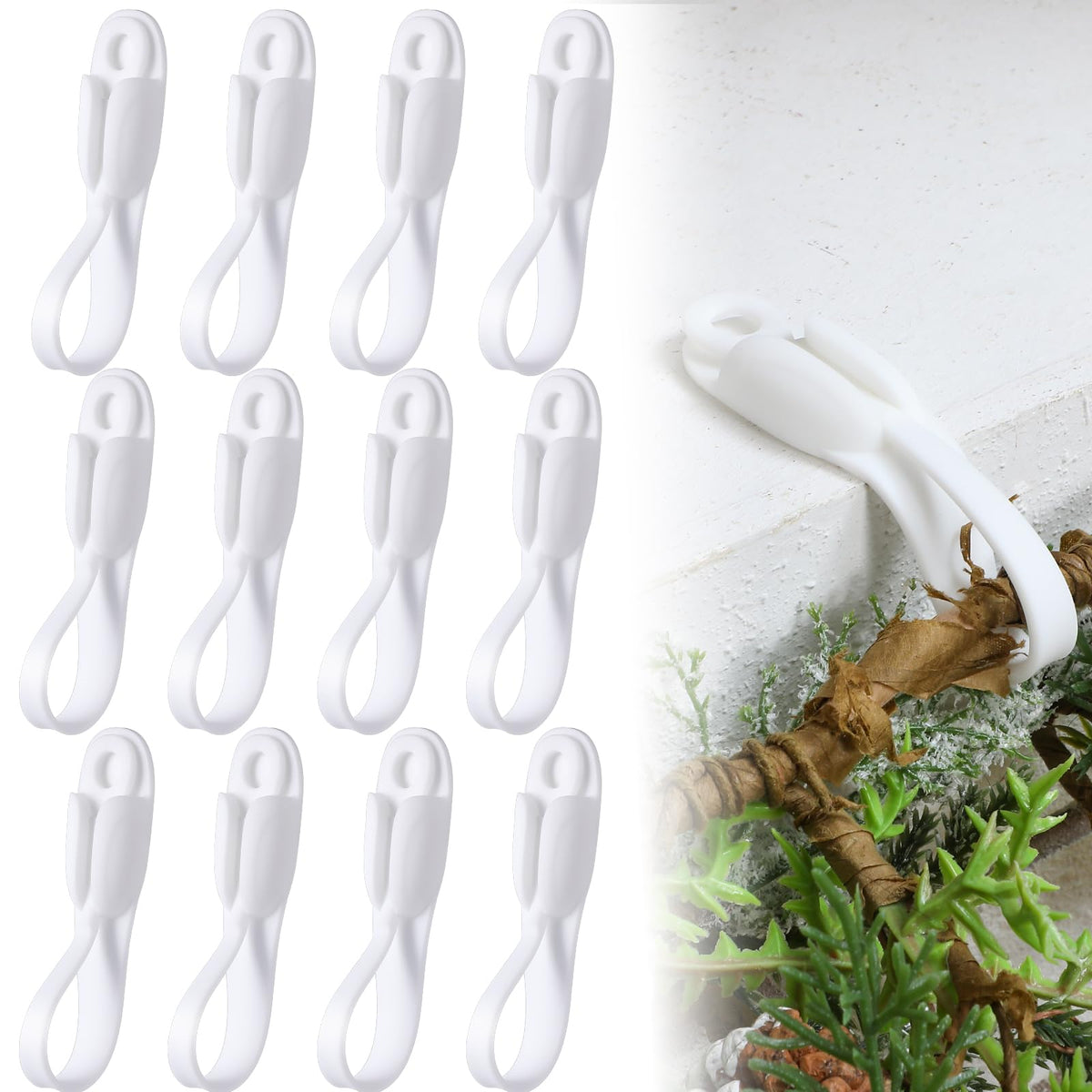 Christmas Garland Hangers – No-Drill Adhesive Silicone Hooks for Mantels, Stairs & Holiday Decor