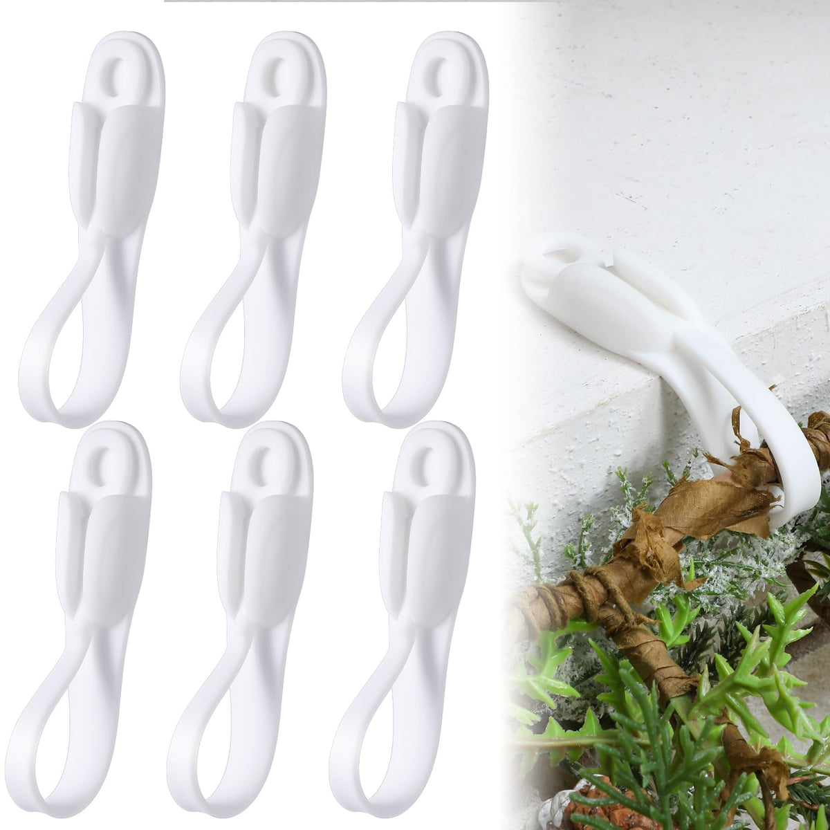 Christmas Garland Hangers – No-Drill Adhesive Silicone Hooks for Mantels, Stairs & Holiday Decor
