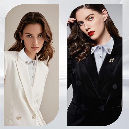 Handcrafted Faux Diamond and Pearl Fake Collar Shirts