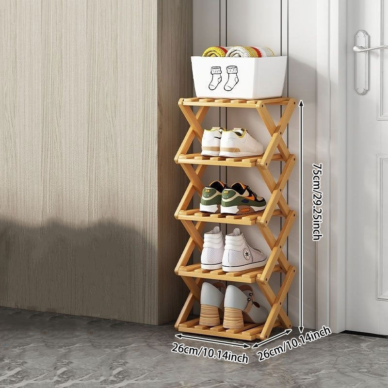 Wooden Collapsible Shoes Shelf: Space-Saving & Practical Design