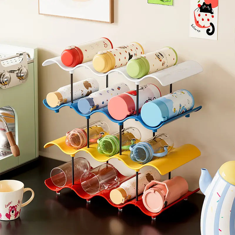 Colorful Multi-Layer Large Capacity Wave Cup Rack