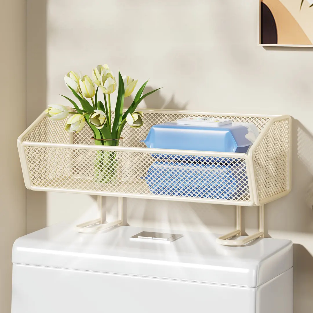 No-Drill Toilet Storage Rack – Carbon Steel Over-Toilet Organizer