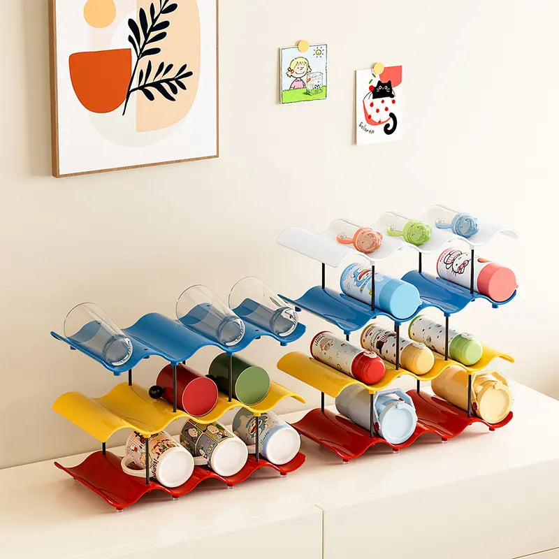 Colorful Multi-Layer Large Capacity Wave Cup Rack