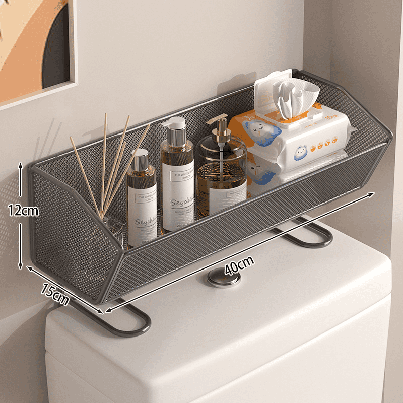No-Drill Toilet Storage Rack – Carbon Steel Over-Toilet Organizer