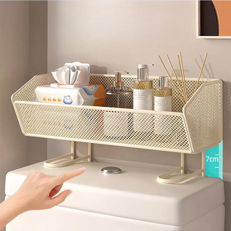 No-Drill Toilet Storage Rack – Carbon Steel Over-Toilet Organizer