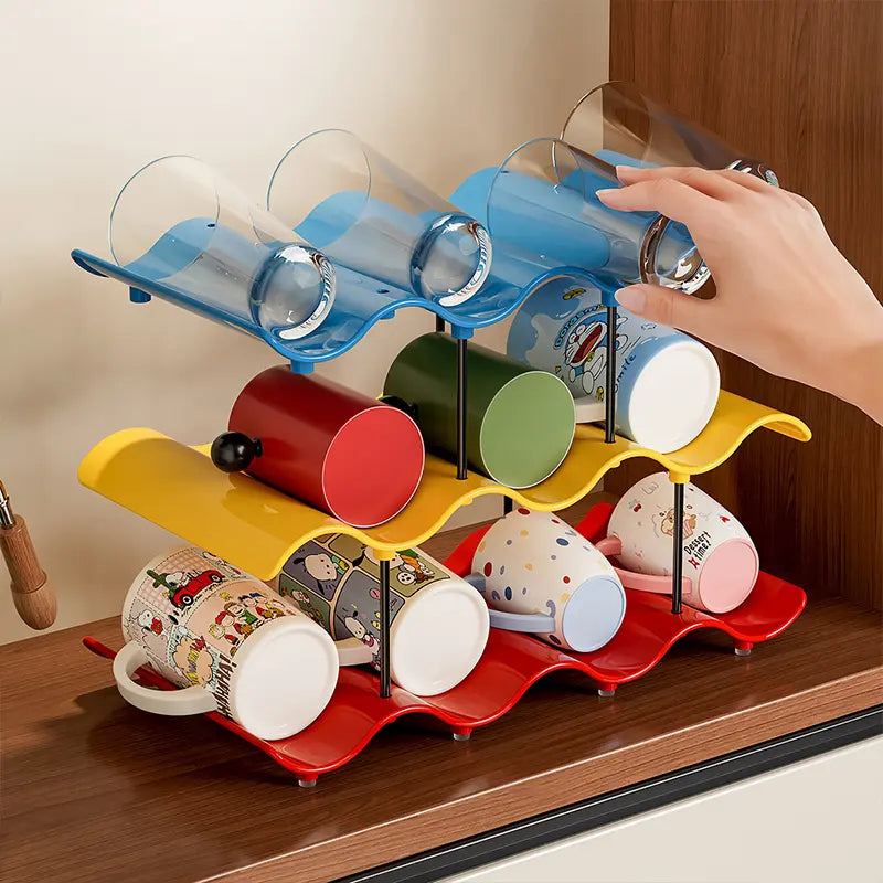 Colorful Multi-Layer Large Capacity Wave Cup Rack