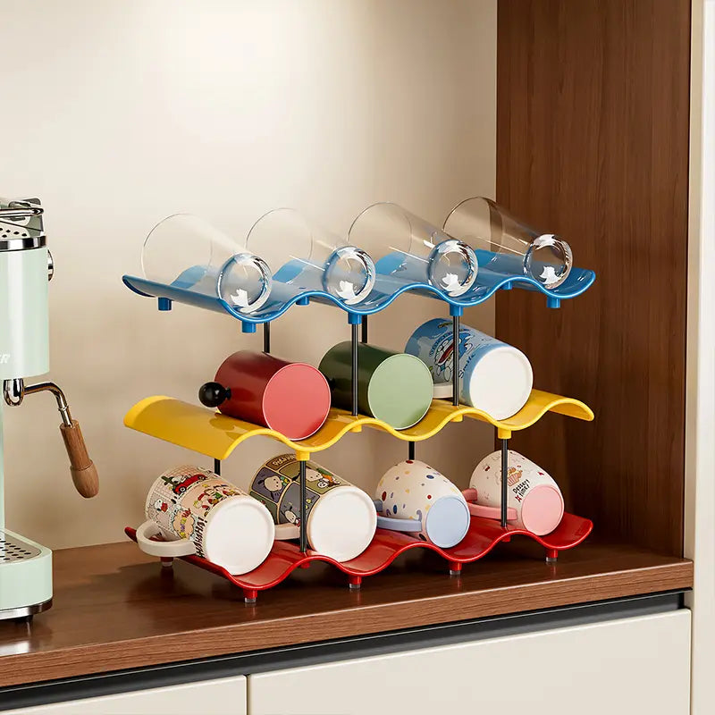 Colorful Multi-Layer Large Capacity Wave Cup Rack
