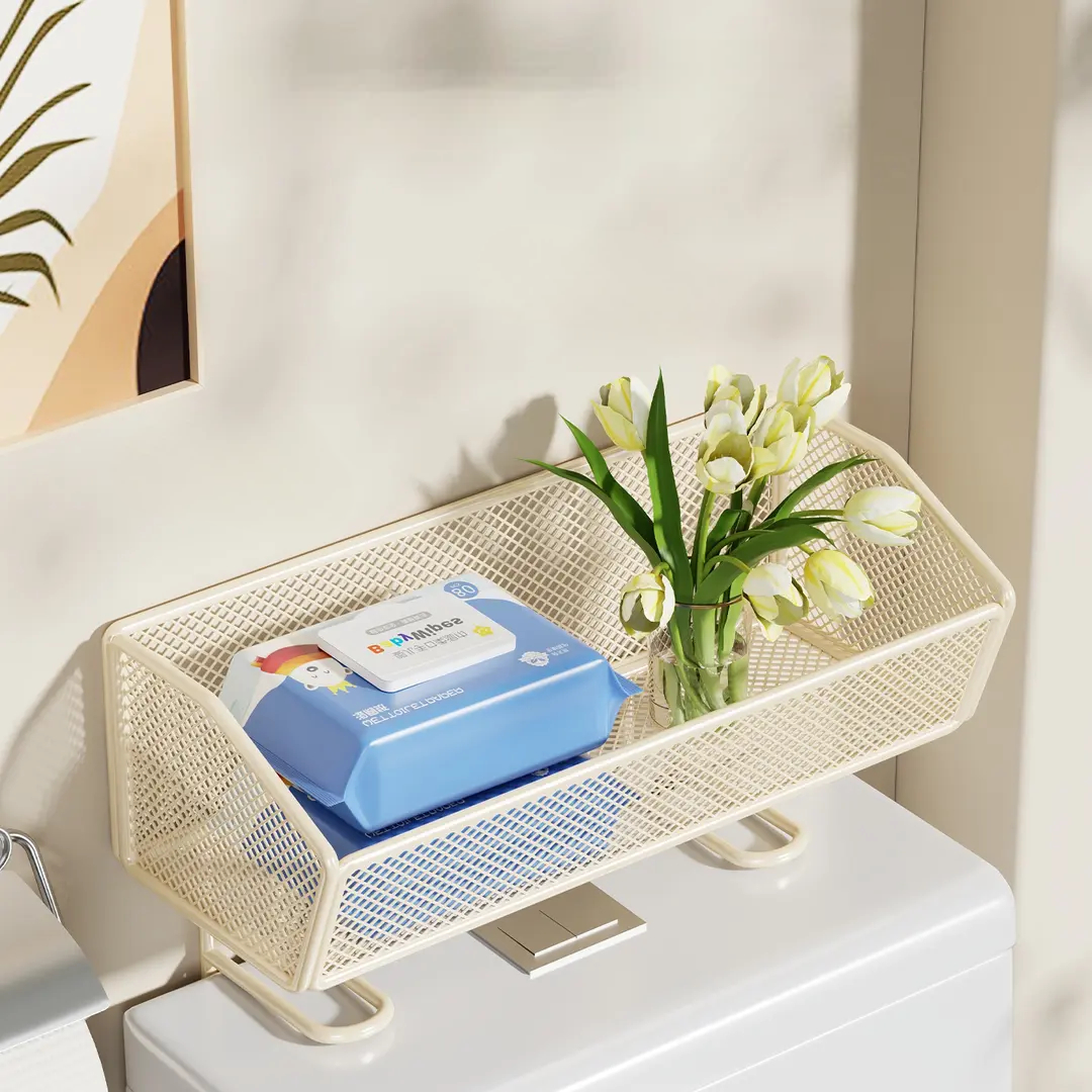 No-Drill Toilet Storage Rack – Carbon Steel Over-Toilet Organizer