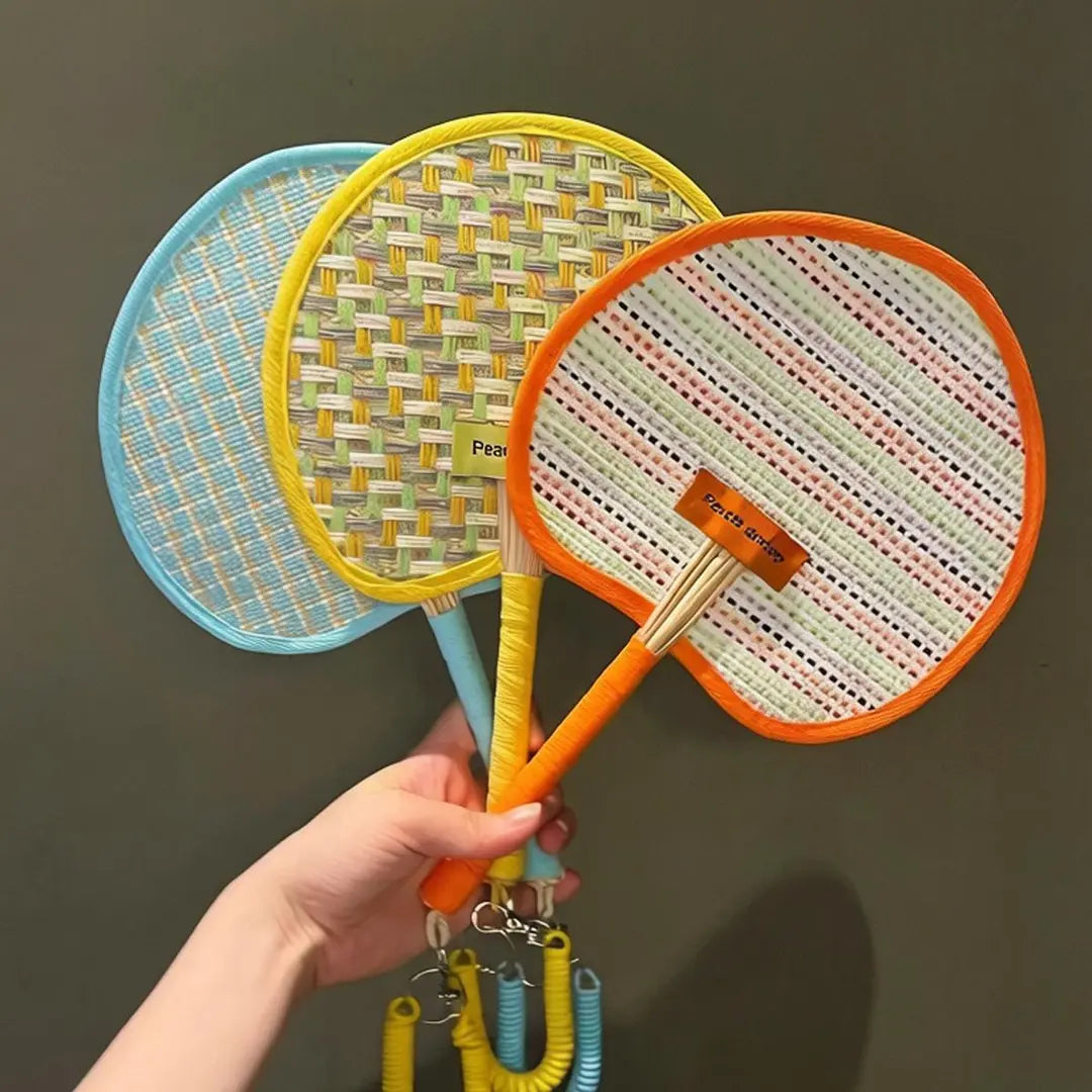Handcrafted Natural Wheat Straw Fan – Elegant Crossbody Summer Fan