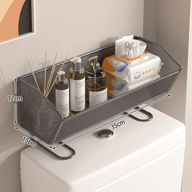 No-Drill Toilet Storage Rack – Carbon Steel Over-Toilet Organizer